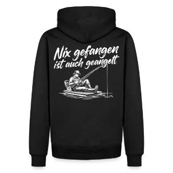 Angeln mit Humor - Männer Premium Bio Hoodie - Schwarz - Hinten - Nico (187cm)