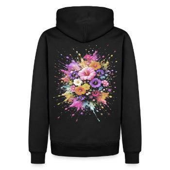 Bouquet de Fleurs Multicolore Splash Art - Sweat à capuche Premium bio Homme - noir - Dos - Nico (187cm)