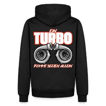 Turbo kommt selten allein - Männer Premium Bio Hoodie - Schwarz - Hinten - Nico (187cm)