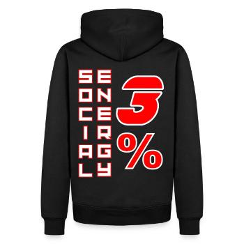 Énergie sociale 3 % - Boldi Graphics - Sweat à capuche Premium bio Homme - noir - Dos - Nico (187cm)