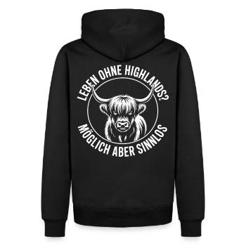 Highland Rinder - Männer Premium Bio Hoodie - Schwarz - Hinten - Nico (187cm)