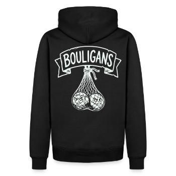 Chapeau de boule, tablier de boule, short de boule, polo - Sweat à capuche Premium bio Homme - noir - Dos - Nico (187cm)