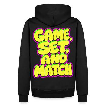 Game Set Match Tennis Shirt, Neon Style - Männer Premium Bio Hoodie - Schwarz - Hinten - Nico (187cm)
