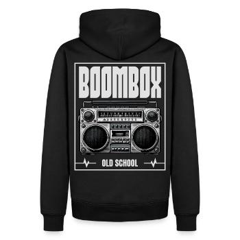 Boombox Old School – Radio rétro - Sweat à capuche Premium bio Homme - noir - Dos - Nico (187cm)