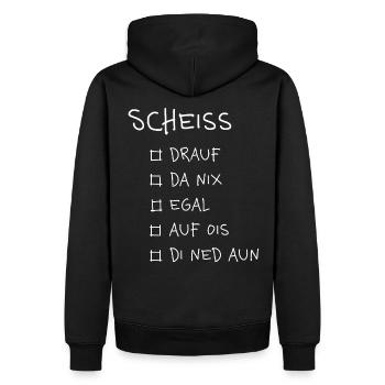 Scheiß... – Lustiges Dialekt Typografie Design - Männer Premium Bio Hoodie - Schwarz - Hinten - Nico (187cm)