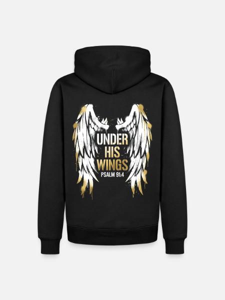 Under His Wings - Psalm 91:4 - Streetwear Art - Männer Premium Bio Hoodie - Schwarz
