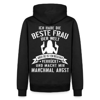 Super lustiges Geschenk für Ehemann mit verrückter - Männer Premium Bio Hoodie - Schwarz - Hinten - Nico (187cm)