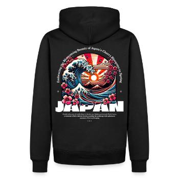 Japan Blossoming Beauty Sakura Wave - Männer Premium Bio Hoodie - Schwarz - Hinten - Nico (187cm)