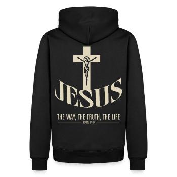 Jesus: The Way, The Truth, The Life - Männer Premium Bio Hoodie - Schwarz - Hinten - Nico (187cm)