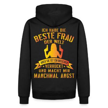 Super lustiges Geschenk für Ehemann mit verrückter - Männer Premium Bio Hoodie - Schwarz - Hinten - Nico (187cm)