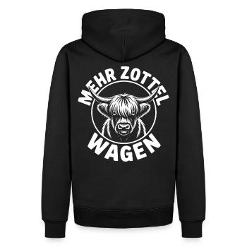 Mehr Zottel wagen - Highlands - Männer Premium Bio Hoodie - Schwarz - Hinten - Nico (187cm)