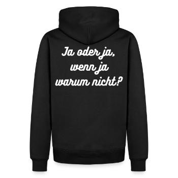 HN Ja oder ja, wenn ja warum nicht? - Männer Premium Bio Hoodie - Schwarz - Hinten - Nico (187cm)