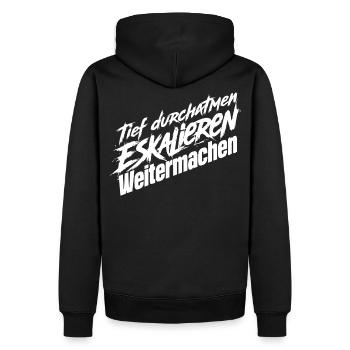 Nerven Behalten - Männer Premium Bio Hoodie - Schwarz - Hinten - Nico (187cm)