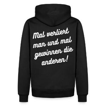HN Mal verliert man, mal gewinnt die anderen - Männer Premium Bio Hoodie - Schwarz - Hinten - Nico (187cm)