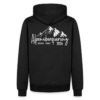 Alpenüberquerung 2026 München Venedig - Männer Premium Bio Hoodie - Schwarz - Hinten - Nico (187cm)