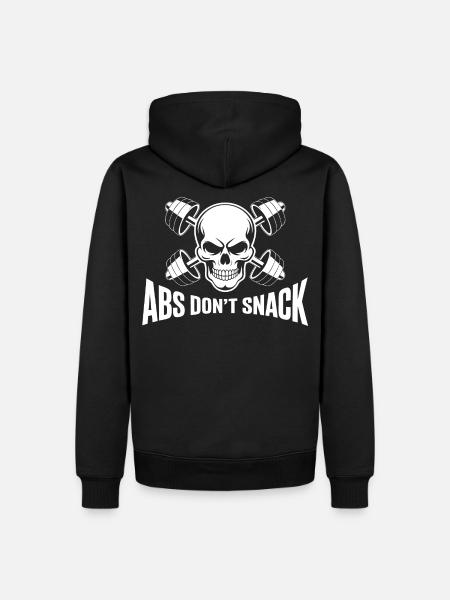 Skull Power: Abs Don't Snack - Männer Premium Bio Hoodie - Schwarz