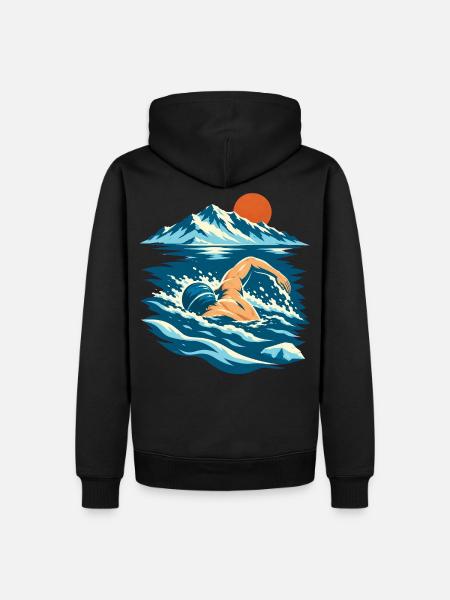 Eisbaden Bergsee - Männer Premium Bio Hoodie - Schwarz