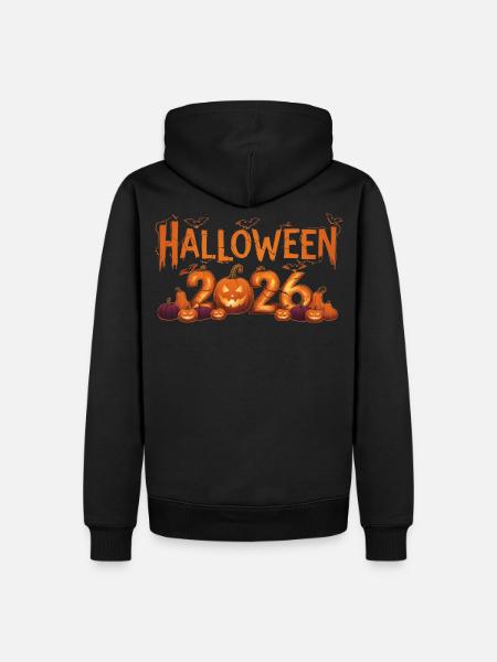 Halloween 2026 Kürbisse leuchten - Männer Premium Bio Hoodie - Schwarz