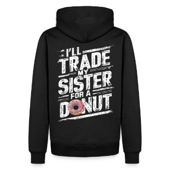 Ich tausche meine Schwester gegen ein Donut-lustiges Geschwisterchen - Männer Premium Bio Hoodie - Schwarz - Hinten - Nico (187cm)