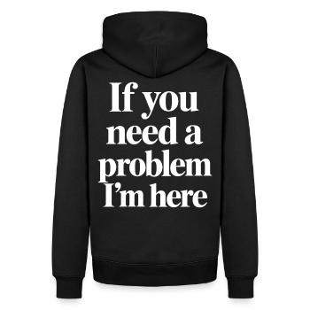 Lustiger Statement Spruch - Männer Premium Bio Hoodie - Schwarz - Hinten - Nico (187cm)