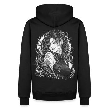 Gothic Anime Vampir – Monochromer Dornen-Halo - Männer Premium Bio Hoodie - Schwarz - Hinten - Nico (187cm)