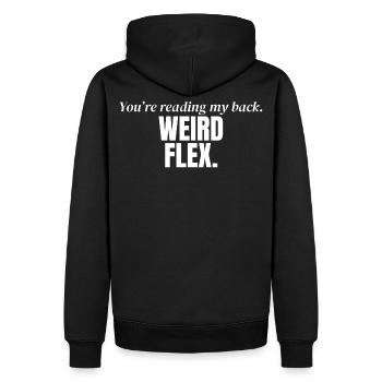 Du liest mir den Rücken. Seltsam - Männer Premium Bio Hoodie - Schwarz - Hinten - Nico (187cm)