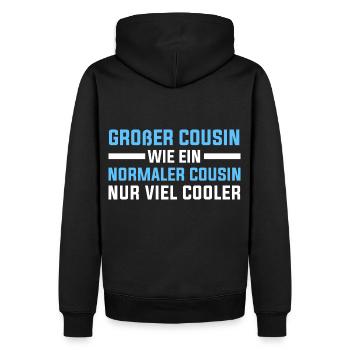 Großer Cousin Geschenkidee - Männer Premium Bio Hoodie - Schwarz - Hinten - Nico (187cm)