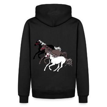 Chevaux sauvages Troupeau Cheval Galop Cheval Course Poney - Sweat à capuche Premium bio Homme - noir - Dos - Nico (187cm)
