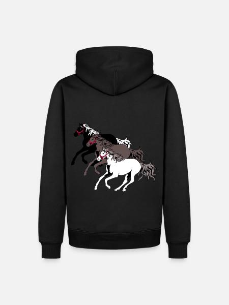 Chevaux sauvages Troupeau Cheval Galop Cheval Course Poney - Sweat à capuche Premium bio Homme - noir