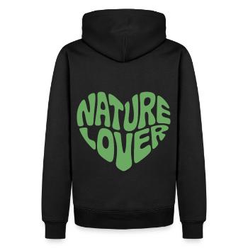 Nature Lover Herz Shirt - Männer Premium Bio Hoodie - Schwarz - Hinten - Nico (187cm)