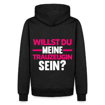 Willst du meine Trauzeugin sein? - Männer Premium Bio Hoodie - Schwarz - Hinten - Nico (187cm)