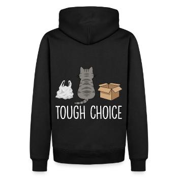 Harte Wahl Lustiger Katzenspruch - Männer Premium Bio Hoodie - Schwarz - Hinten - Nico (187cm)