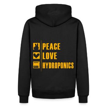 Peace Love Hydroponics - Men’s Premium Organic Hoodie - black - Back - Nico (187cm)