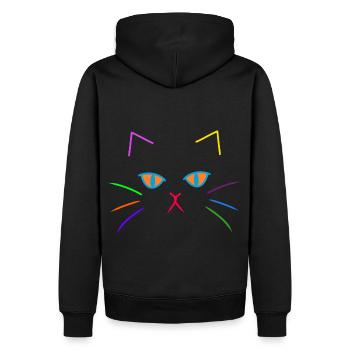 Bunt farbenfreudig Katzen Gesicht Katze Kitten - Männer Premium Bio Hoodie - Schwarz - Hinten - Nico (187cm)