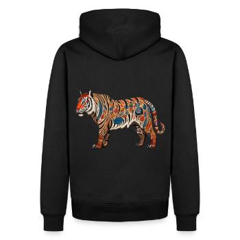 Yoga Art Inde, Asie, Méditation Tigre - Sweat à capuche Premium bio Homme - noir - Dos - Nico (187cm)