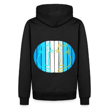80er 90er Retroe Vintage Katzen maritim - Männer Premium Bio Hoodie - Schwarz - Hinten - Nico (187cm)