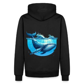 Blauwal - Männer Premium Bio Hoodie - Schwarz - Hinten - Nico (187cm)