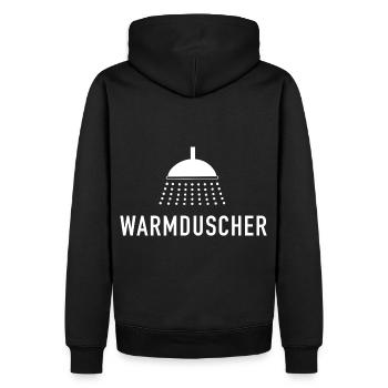 Warmduscher - Männer Premium Bio Hoodie - Schwarz - Hinten - Nico (187cm)