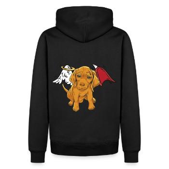 Hund Haustiere Engel Teufel Flügel Hunde teuflisch - Männer Premium Bio Hoodie - Schwarz - Hinten - Nico (187cm)