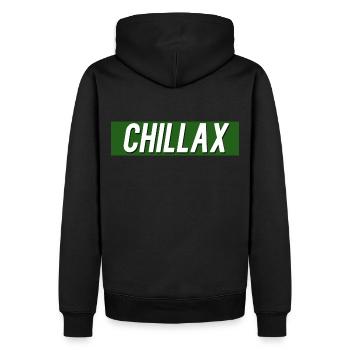 Chillax Spruch Humor Faultier Chillen Geschenk - Männer Premium Bio Hoodie - Schwarz - Hinten - Nico (187cm)