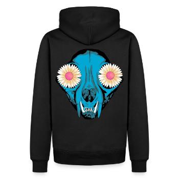 Dark Tier Hund Schädel Skull Fantasy Grufti Gothic - Männer Premium Bio Hoodie - Schwarz - Hinten - Nico (187cm)