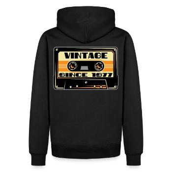 1977 Cassette Mixtape - 44e anniversaire - Sweat à capuche Premium bio Homme - noir - Dos - Nico (187cm)
