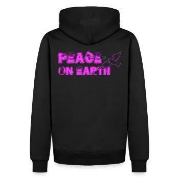 Paix sur Terre avec Oiseau rose - Sweat à capuche Premium bio Homme - noir - Dos - Nico (187cm)