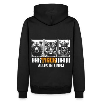Bärtigermann Bär Tiger Mann Geschenk Bart - Männer Premium Bio Hoodie - Schwarz - Hinten - Nico (187cm)