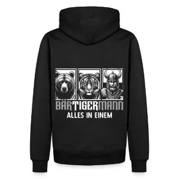 Bärtigermann Bär Tiger Mann Geschenk Bart - Männer Premium Bio Hoodie - Schwarz - Hinten - Nico (187cm)