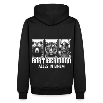Bärtigermann Bär Tiger Mann Geschenk Bart - Männer Premium Bio Hoodie - Schwarz - Hinten - Nico (187cm)
