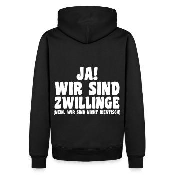 Zwillingsgeschwister Zwilling Zwillinge - Männer Premium Bio Hoodie - Schwarz - Hinten - Nico (187cm)