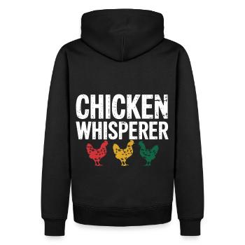 Hühner Flüsterer – Lustiges Geschenk für Hühnerfan - Männer Premium Bio Hoodie - Schwarz - Hinten - Nico (187cm)