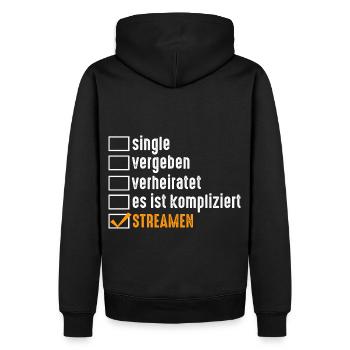 Gaming Zocken Zocker Gamer Streaming Streamer - Männer Premium Bio Hoodie - Schwarz - Hinten - Nico (187cm)