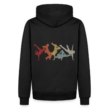 Retro B-Boy Breakdance Vintaga B-Girl Street Dance - Männer Premium Bio Hoodie - Schwarz - Hinten - Nico (187cm)